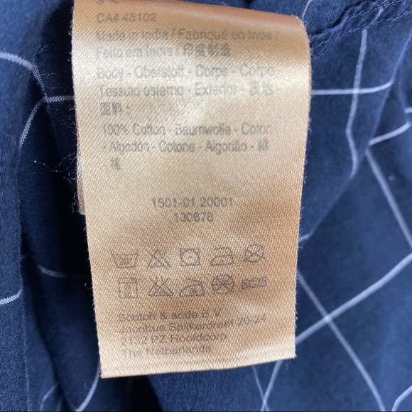 Scotch & Soda Blue with white window pane plaid Button Up Long Sleeve Shirt - Picture 8 of 8